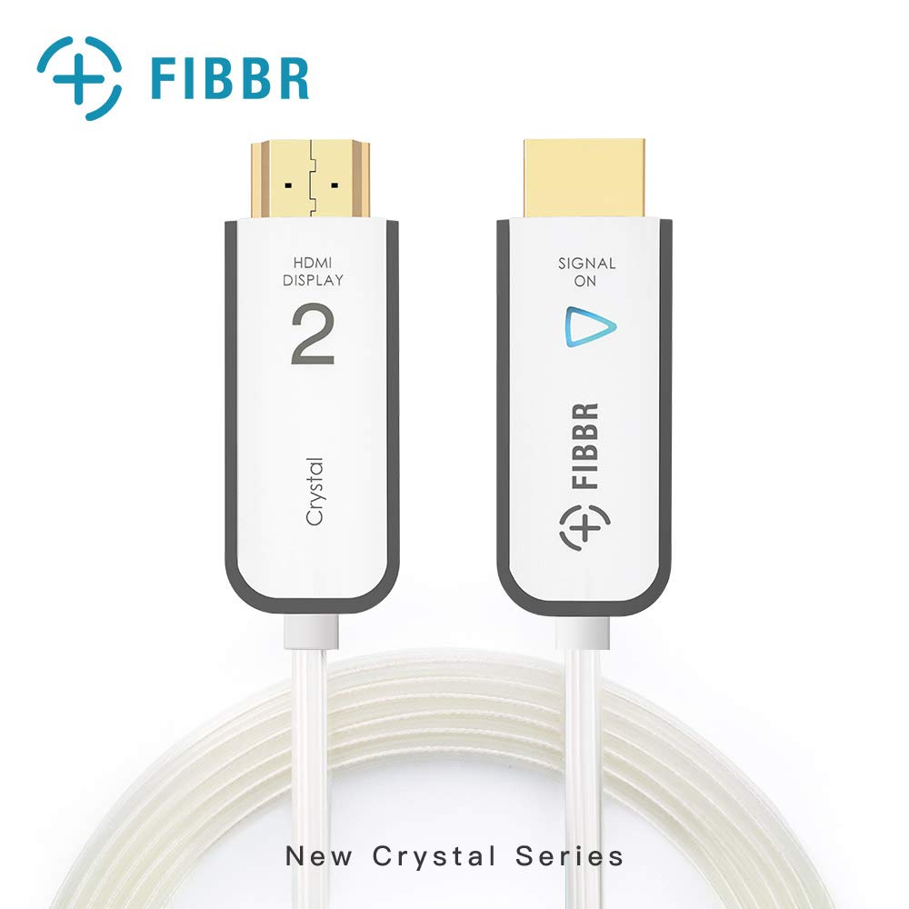 Buy 1 get 1 FIBBR Crystal HDMI 2.0 Cable 4K Ultra HD - Fiber Optic HDMI Cable Support 18Gbps High Speed HDR10 Hdcp 2.2 for HDTV, Xbox, Blue-Ray Player, PS4 PS4Pro, PC, Apple TV, 6.6ft
