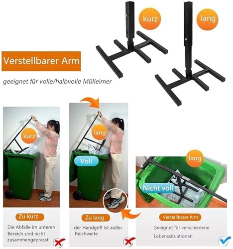 Manual Trash Compactor Tool for Efficient Waste Recycling, Portable Bin Squasher for Touchless Trash Can Compaction, Space-Saving Solution for Home and Office