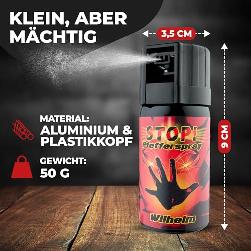 2 x Wilhelm Pfefferspray 40 ml Tierabwehr Selbstverteidigung CS KO Spray hochdosiert (ca. 2 Mio. Scoville) effektives Verteidigungsspray