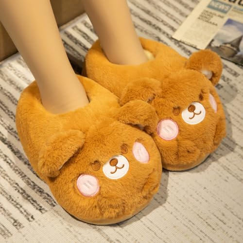 Image of Women Animal Slippers Cute Plush House Shoes Warm Novelty Cartoon Slippers Gifts for Birthday Christmas