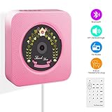 CD-Player, Wrcibo UKW-Radio HiFi Stereoanlage (MP3-fähiger CD-Player, USB-Port, AUX-IN, Fernbedienung, Stand und Wandmontage) -Rosa