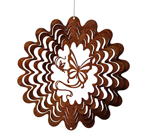 Steinfigurenwelt - Carillón de viento con mariposa (22 cm, metal oxidado) Cover
