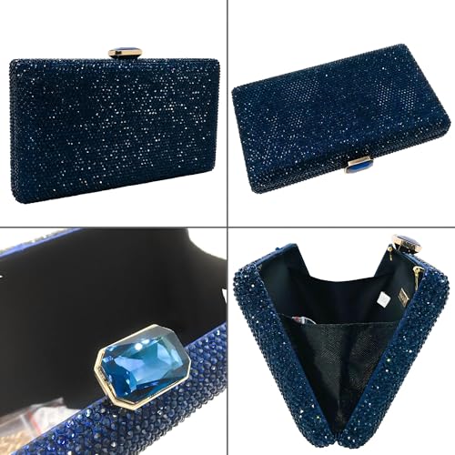 Image of Boutique De FGG Crystal Evening Bags for Women Formal Party Box Clutch Wedding Rhinestone Handbags Bridal Clutch Purse,Mini