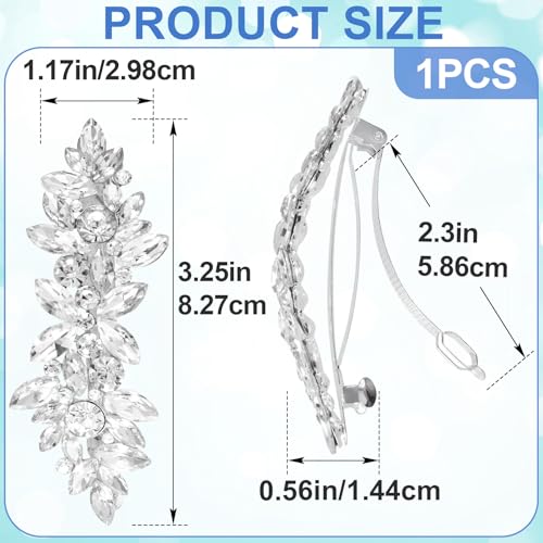 Pinza para cabello con cristales de pedrería plateada miniatura 2