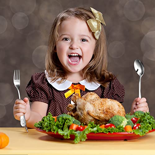 Doubles Kinderbesteck Set 4-teilig, Edelstahl Tiere Kinderbesteck ab 3 Jahre Spülmaschinengeeignet Individualisiert Taufgeschenke Besteck Kinder für Mädchen und Jungen - Camping Schultüte Geschenk