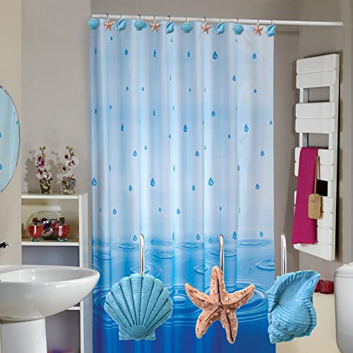 Agptek 12 Pcs Seashell Shower Curtain Hooks For Home And Bathroom (Blue) #TOP7
