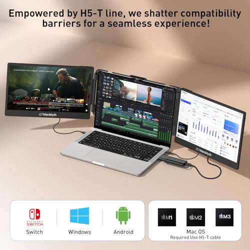 Unlock Your Potential S2 14'' Triple Monitor for Laptop Screen Extender, Dual Monitor 1080P HD, Plug & Play, Laptop Monitor Extender for 13-17'' Laptops, Compatible with All Laptops - Image 6