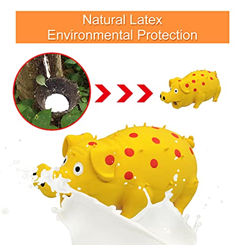 Andiker Dog Squeaky Toy, Dots Latex Dogs Chew Toys with a Oinks Sound Squeaker Grunting Pig Dog Toy Durable Self Play 8" Dogs Squeeze Toy for Dental Biting Chasing to Kill Boring Time (Yellow) - Image 4