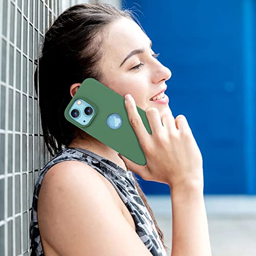 Image of Vaku Luxos Liquid Silicon Logo-Cut for iPhone 14 Plus Cover Case, Soft TPU, Shockproof, Scratch Resistant, 6 Feet Drop Protection, Compatible with iPhone 14 Plus Back Cover - Pine Green