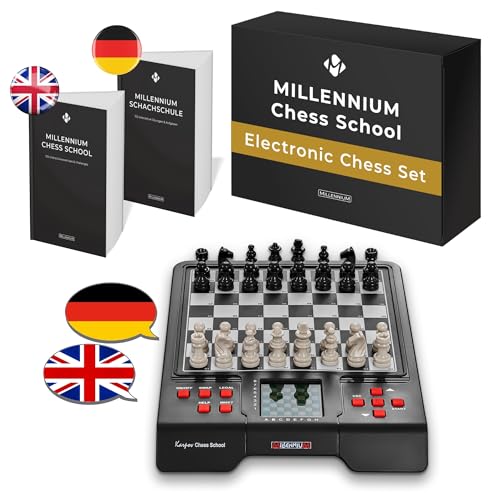 MILLENNIUM M805 École d’échecs – Ton entraîneur d’échecs à la Maison et en déplacement, avec 100 Exercices, Sortie vocale – pour Enfants,...