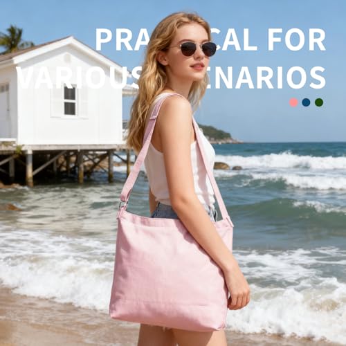 Image of Women's blank large Size Canvas Crossbody Tote Handbags Shoulder Bag Hobo Casual Tote Diy /gifts