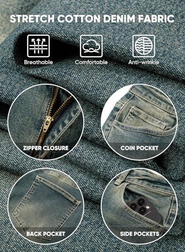 Image of JMIERR Men's Baggy Y2K Jeans Stretch Loose Fit Wide Leg Denim Pants | 5 Pockets, Oversized Casual Trousers, Vintage Relaxed wash, Breathable Cotton Blend,Hip Hop, Skater Streetwear, All-Season