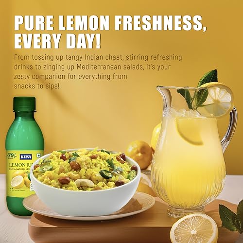 Image of Keya Fresh Lemon Juice| Contains Natural Lemon Juice| No Added Water, No Concentrate, No Sedimentation|Fresh for 24 Months| Quick, Easy, Hassle Free Essential| For Everyday Cooking & Beverages| 250 ml