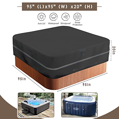 Bonhams Square Hot Tub Cover,Waterproof 600D Polyester Oxford Fabric SPA Cover Heavy Duty Weather-Resistant Outdoor SPA… - Image 3
