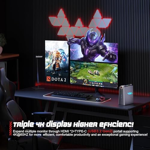 Image of ACEMAGIC Mini Gaming PC Computer: Intel Core i7-11700B Processor (8C /16T,up to 4.8GHz) 32GB DDR4 1TB NVMe SSD Micro Computers - Small Desktop PC [WiFi6 /BT5.2] Support 4K Triple Display /RGB Lights