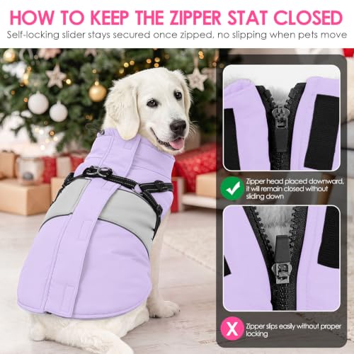 Image of AOFITEE Dog Coat Warm Dog Jacket with Harness Built in Pet Puffer Jacket XS