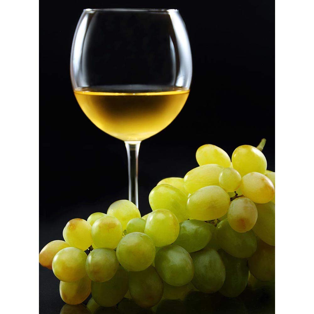Wee Blue Coo Glass Wine White Bunch Grapes Green Black Food Drink Art Print Poster Wall Decor 12X16 Inch