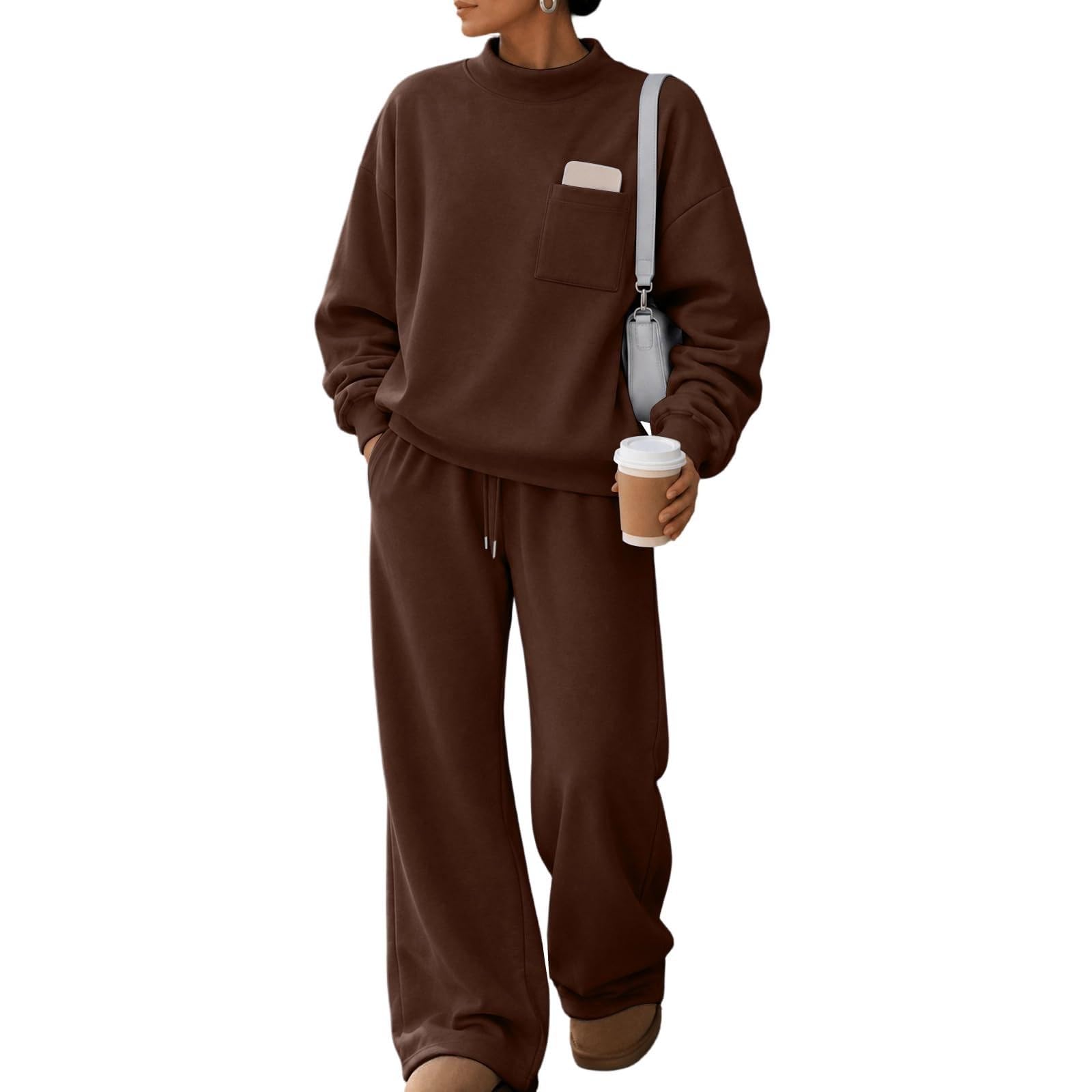 Tuta Donna Sportiva Invernale Felpa Collo Alto E Pantaloni