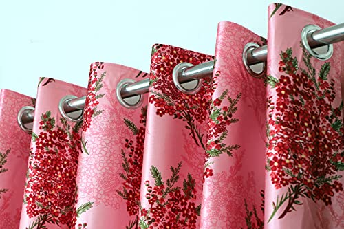 Image of Exporthub 2 Pieces Heavy Quality Digital 3D Printed Red Flowers Eyelet Door Curtains (Size - 4 x 7 Feet, Length 7 Feet) EHSPR786 74
