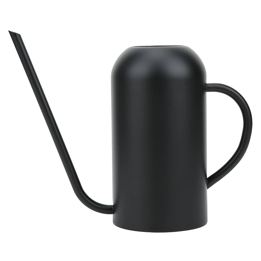 1L Watering Can Small Watering Can Indoor Plants W/ Wooden Handle Stainless Steel Watering Pot W/ Long Spout Garden Watering Can