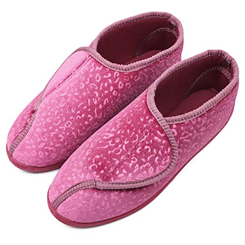 Women's Cozy Memory Foam Slippers with Adjustable Closure,Extra Wide Width Diabetic Arthritis Edema Swollen Feet House Shoes Indoor Outdoor Anti-Skid Rubber Sole2