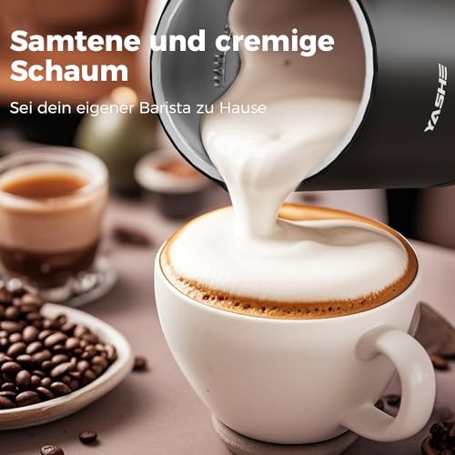 YASHE 4-IN-1 Edelstahl Milchaufschäumer, 10oz/300ml Milchschäumer für Perfekte Lattes, Cappuccinos, Macchiato & Heiße Schokolade, Schnell & Einfach zu Reinigen, mit Dichtem Samtigem Schaum – Bild 5