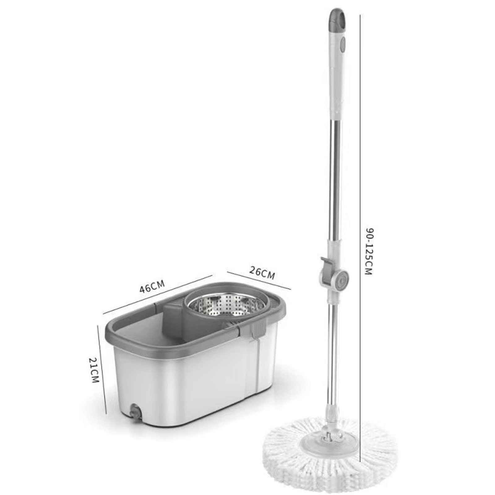 Este Juego de fregona giratoria y Cubo para el hogar - Sistema de Limpieza de Suelos con autoescurrido - Recambios adicionales de 5 Cabezales de fregona de Microfibra Lavables para la limpie