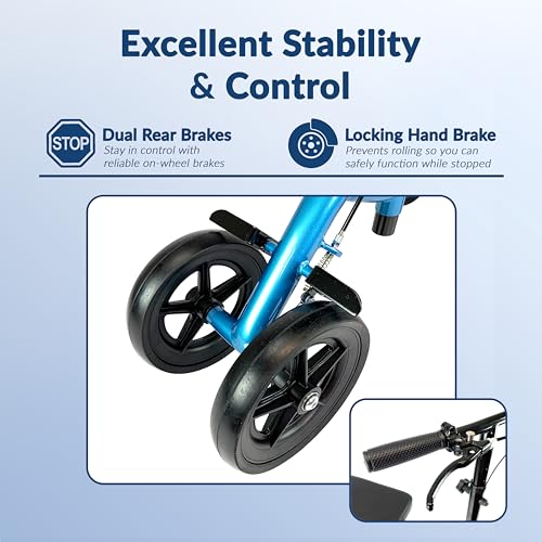 KneeRover-Economy-Knee-Scooter-Steerable-Knee-Walker-for-Adults-for-Foot-Surgery-Broken-Ankle-Foot-Injuries-Foldable-Knee-Rover-Scooter-for-Broken-Foot-Injured-Leg-Crutch-with-Dual-Brakes-Blue