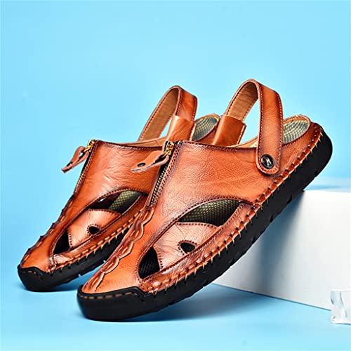 Men's Sandals Breathable Beach Shoes Leisure Flats Men Casual Shoe Slip on Retro Sandals(44)4