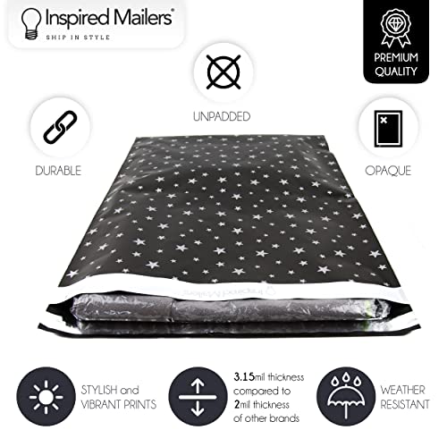 Image of Inspired Mailers - Poly Mailers 16x22-50 Pack - Silver Stars Deluxe - Large Mailing Envelopes - Large Shipping Envelopes - Large Shipping Bags - Big Mailers