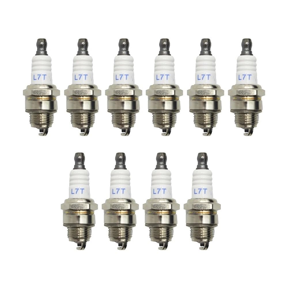 Lot de 10 bougies d'allumage L7T for tronçonneuses, pièces détachées for outils jardin, à essence et débroussailleuses partie