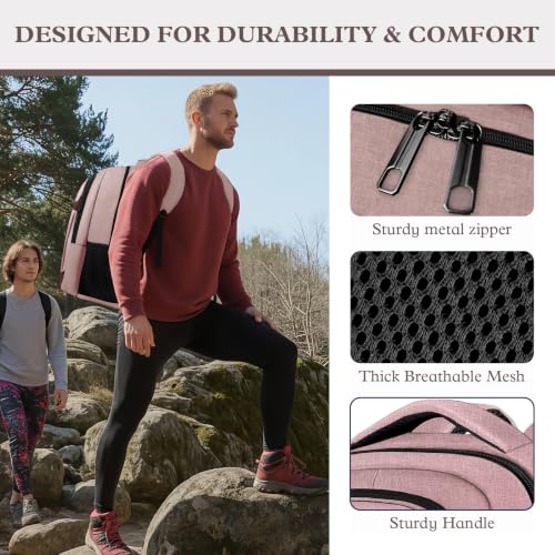 Image of Travel Laptop Backpack 17 Inch, Professional Travel Backpack for Men Women with LifetimeWarranty, Airline Approved Big Large Business Work College Computer Backpack, Pink Brown