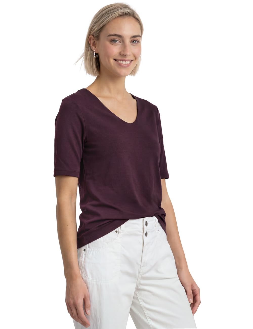 Street One Basic T-Shirt with Opaque Front Rustic Rouge 46