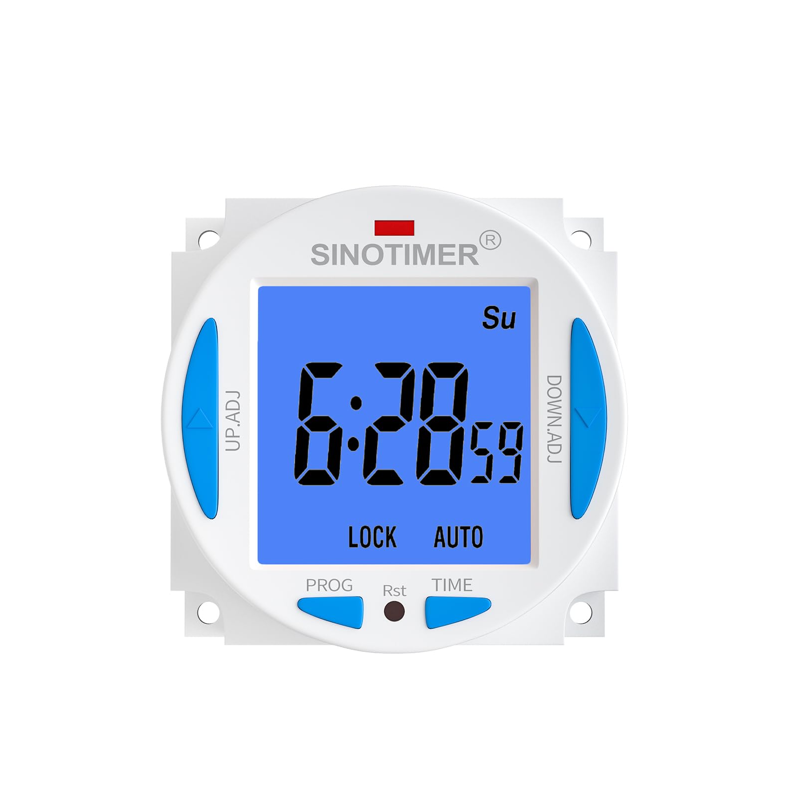 Écran ultra LCD 7 minuteurs quotidiens programmables Deuxième intervalle avec 4 fils de raccordement (rétroéclairage bleu), panneau monté avec boîtier