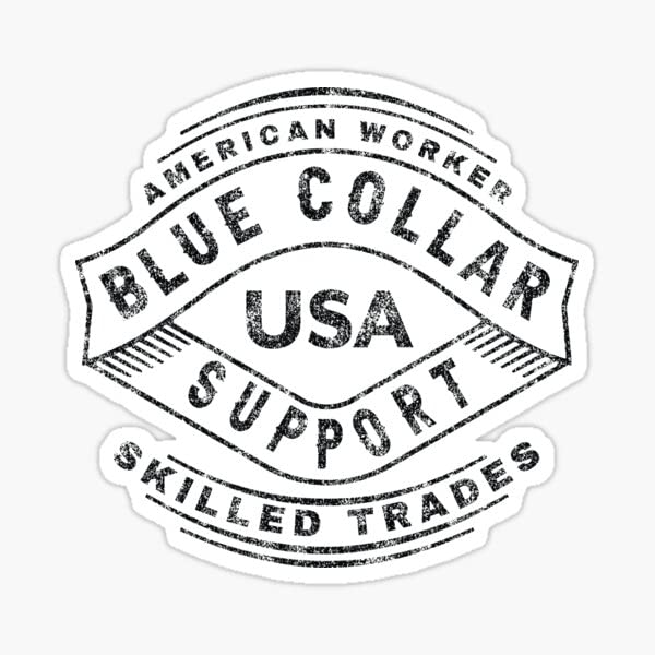 Image of Blue Collar USA Sticker,Blue Collar Working Class 5 inches | Water Proof |Decal for car Bumper, Window, halmet (White) (03)