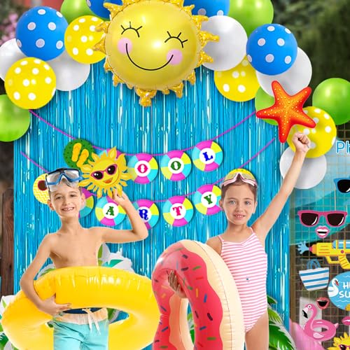 Image of Party Propz Pool Party decorations - 36 Pcs Beach Party Decor, Swimming Pool Party | Summer Theme Party Props | Pool Party Banner (Cardstock) | Summer Theme ,Pool Party;Bachelorate;Birthday