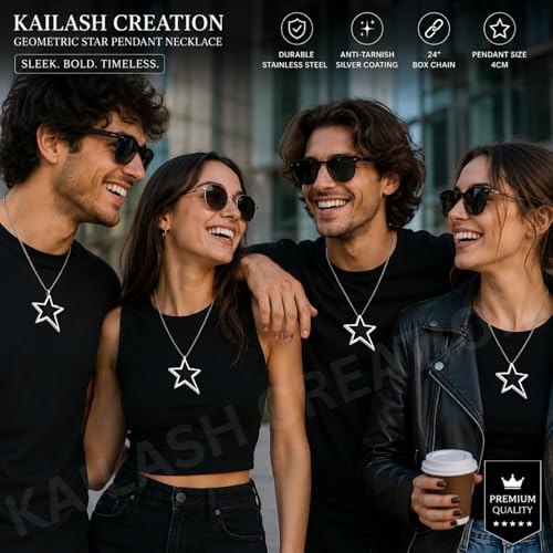 Image of Men's Stainless Steel Pendant Chain | Anti-Tarnish Silver Geometric Pendant Chain with Black Enamel Locket | Premium Stylish Neck Chain for Boys & Men | Durable Daily Wear Jewellery Gift for brother, Boyfriend and Husband