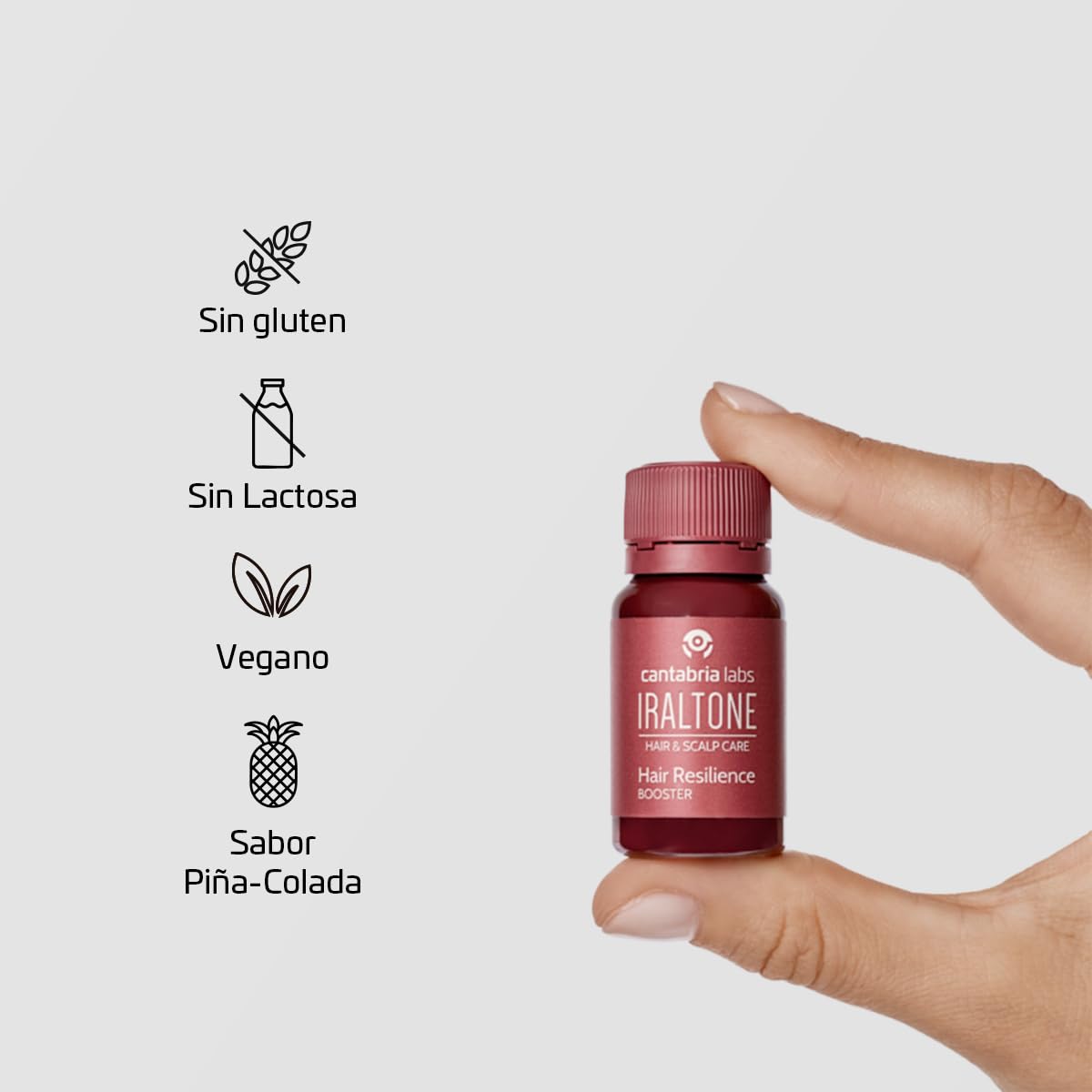 Cantabria Labs - Iraltone Hair Resilience Booster - Formato bebible, 30 Viales - Sabor Piña-Colada - Prevención del Envejecimiento Capilar - Aumenta la Resiliencia del Cabello