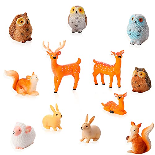 Skylety 12 Pcs Miniature Fairy House Garden Animals Fairy House Figurines Kit Mini Forest Animals Figures Tiny Resin Garden Accessories for Kids Craft Modeling Decor Micro Landscape