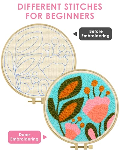 Image of TINDTOP Punch Needle Kits, Tulip Punch Embroidery Kits for Adults
