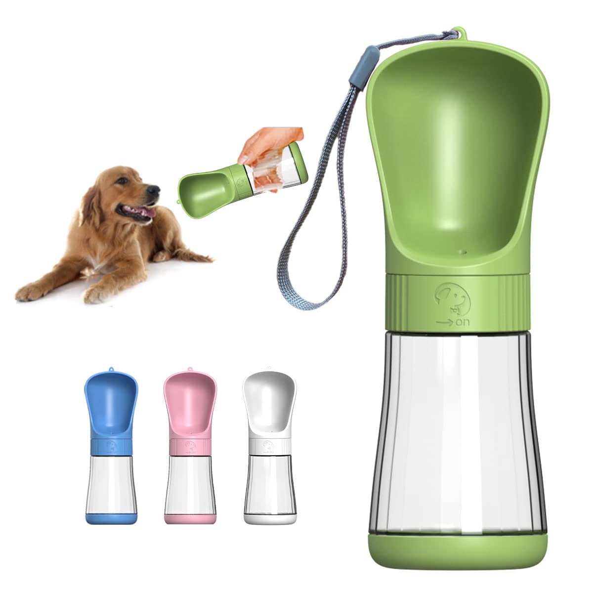 OKVSKO Dog Water Bottle Portable Puppy Drinking Dispenser Leak Proof for Pet Outdoor Walking Travel Hiking,330ML,Green