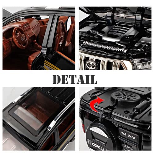 Image of Alloy Metal Pull Back Die-cast Car 1:24 Prado Diecast Metal Pullback Toy car with Openable Doors & Light, Music Boys Gifts Toys for Kids【Colors as Per Stock】