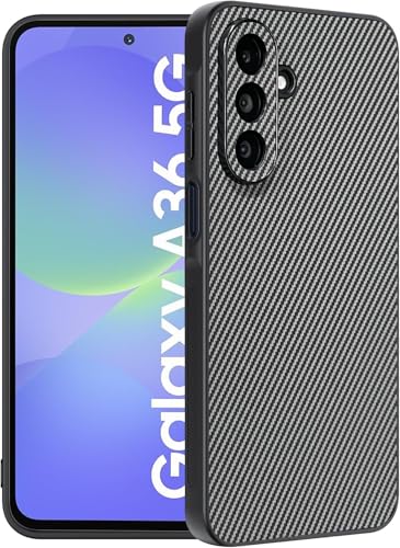 Image of DIZORO Carbon Fiber Case for Samsung Galaxy A36 5g Fusion 5g Smooth Touch Rubber Phone Cases Non-Slip, Camera Protection Fingerprint Resistant Full Body Protective Shockproof Back Cover - Light Grey