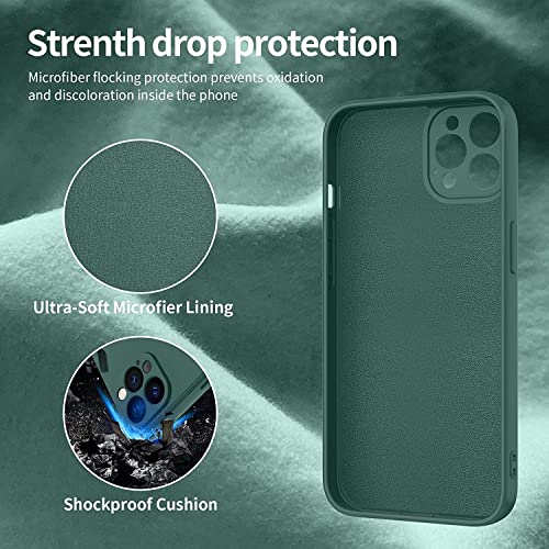 Image of DIZORO Square Candy Liquid Silicone iPhone Case Back Cover for iPhone 11 Pro, All Cube Series with Microfiber Lining Compatible iPhone 11 Pro (5.8 inch, Forest Green)