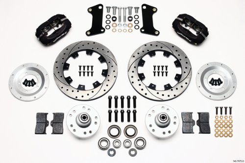 New Wilwood Disc Brake Kit, 12" Drilled Rotors, Black 4 Piston Calipers, Hubs, Lines, Fittings, 67-69 Camaro/Firebird & 64-72 Gm A-Body Chevelle El Camino Malibu Skylark Cutlass 442 F85 Gto Lemans #TOP1