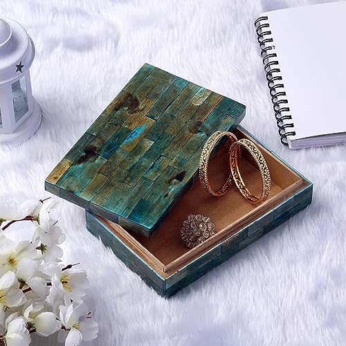 Image of Handicrafts Home Verdigris Collection, Storage Organizer Decorative Box Multipurpose Gift - Verdigris 12x6x2 inch