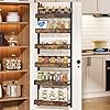 1Easylife 6-Tier Over the Door Pantry Organizer, Wall Mounted Wooden Over Door Rack, Black Pantry Organization and Storage with Adjustable Baskets, Can Organizer Hanging Spice Rack for Kitchen