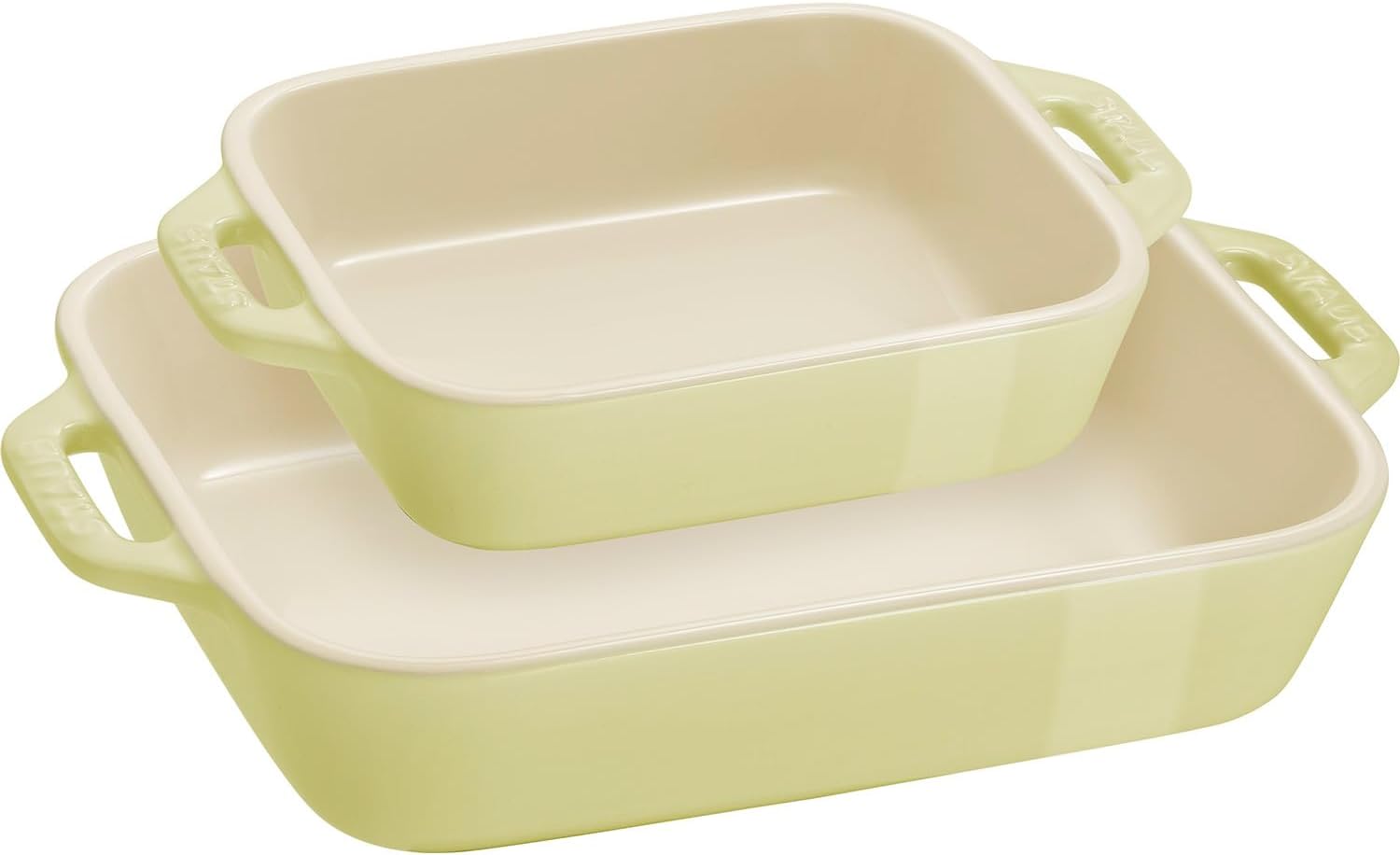 Staub Dish Z1029-462 Rectangular Dish, 5.5 x 4.3 inches (14 x 11 cm), 7.9 x 6.3 inches (20 x 16 cm), Set of 2, Macaron Green