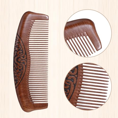 Peine pequeño de madera tallada para cabello y barba miniatura 2