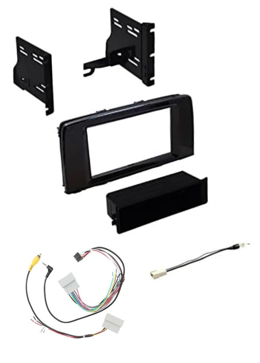 Doppel- oder Einzel-Din-Autoradio-Montage-Set, Kabelbaum und AM/FM-Radioempfangsantennen-Adapter, glänzend, schwarz, nur für Honda CR-V, CRV, LX Trim